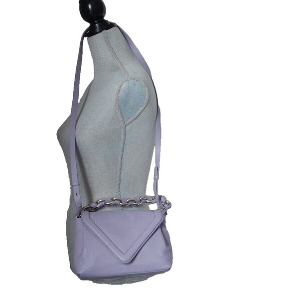 VINCE CAMUTO LYONA Leather Flap Closure Purple Medium Crossbody Bag NWT - Picture 1 of 15